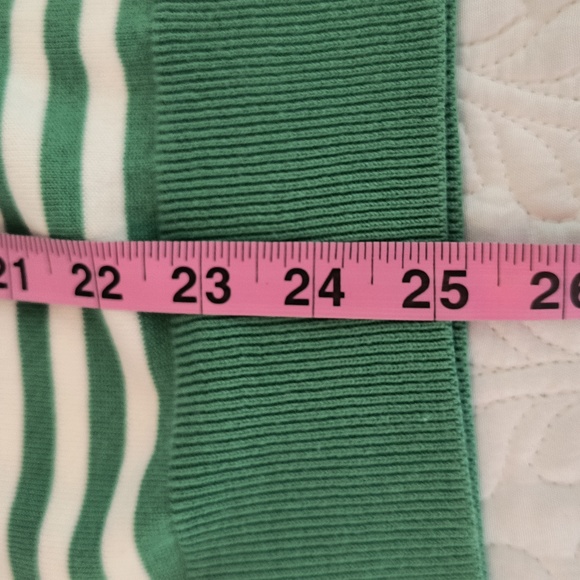 Lands" End NWT Green White striped button down knit cardigan Womens size L - Picture 11 of 14